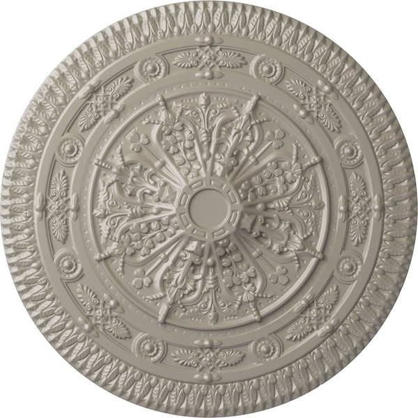 Ekena Millwork Naple Ceiling Medallion (Fits Canopies up to 3 3/8"), Hand-Painted Pearl White, 37 1/2"OD x 3 3/8"P CM37NAPWS - main